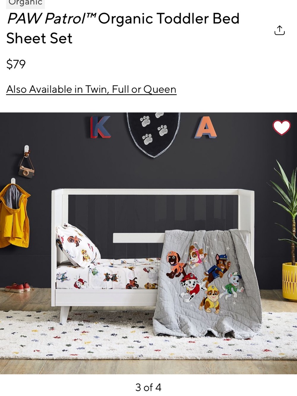 PAW Patrol Toddler Bed Sheet set with Quilt & Throw Pillow